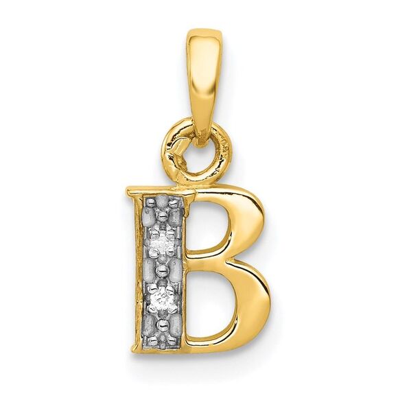 The Chloe Mini Diamond Accent initial B Pendant in 14k Yellow Gold